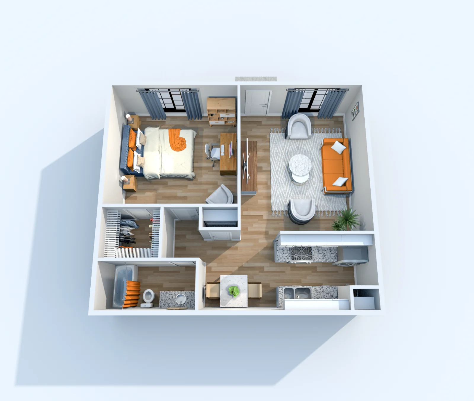 The Palace — floor plan, Plan A1 · 1 bed · 1 bath · 612 sq ft