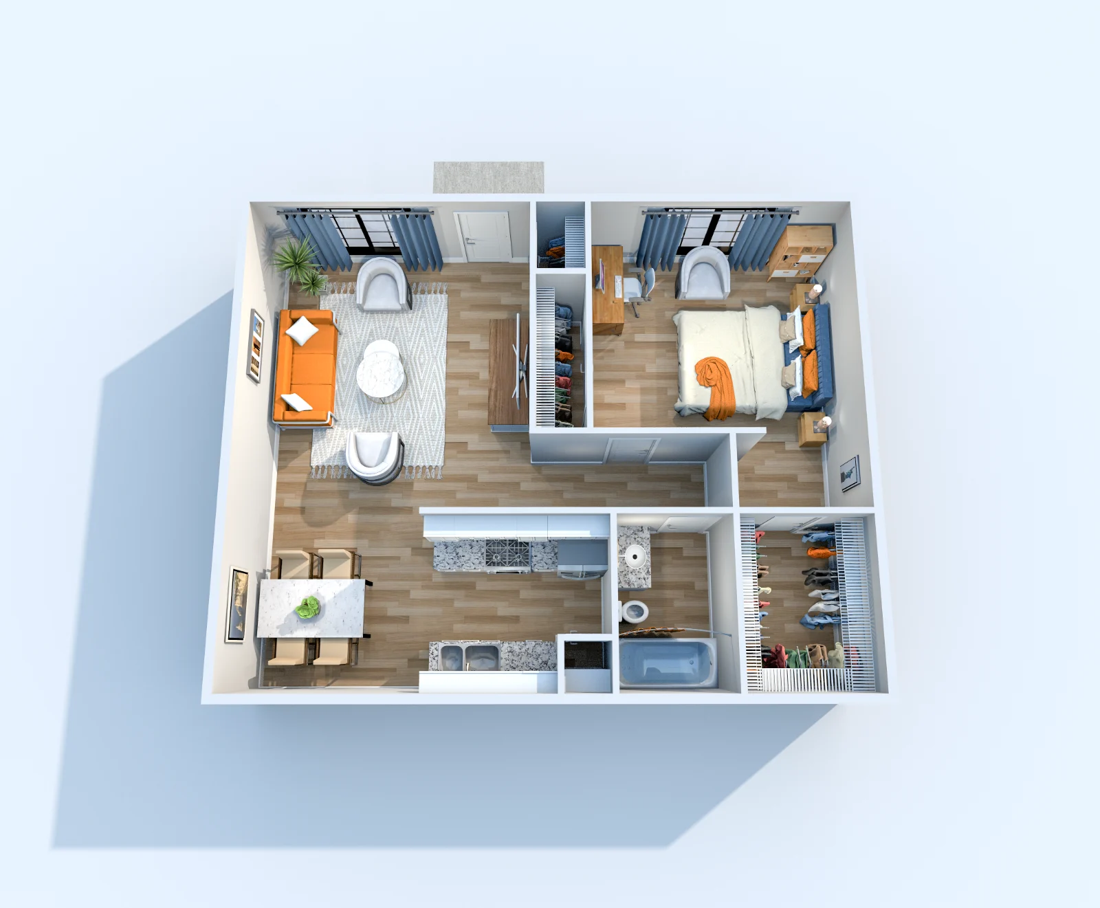 The Palace — floor plan, Plan A3 · 1 bed · 1 bath · 720 sq ft