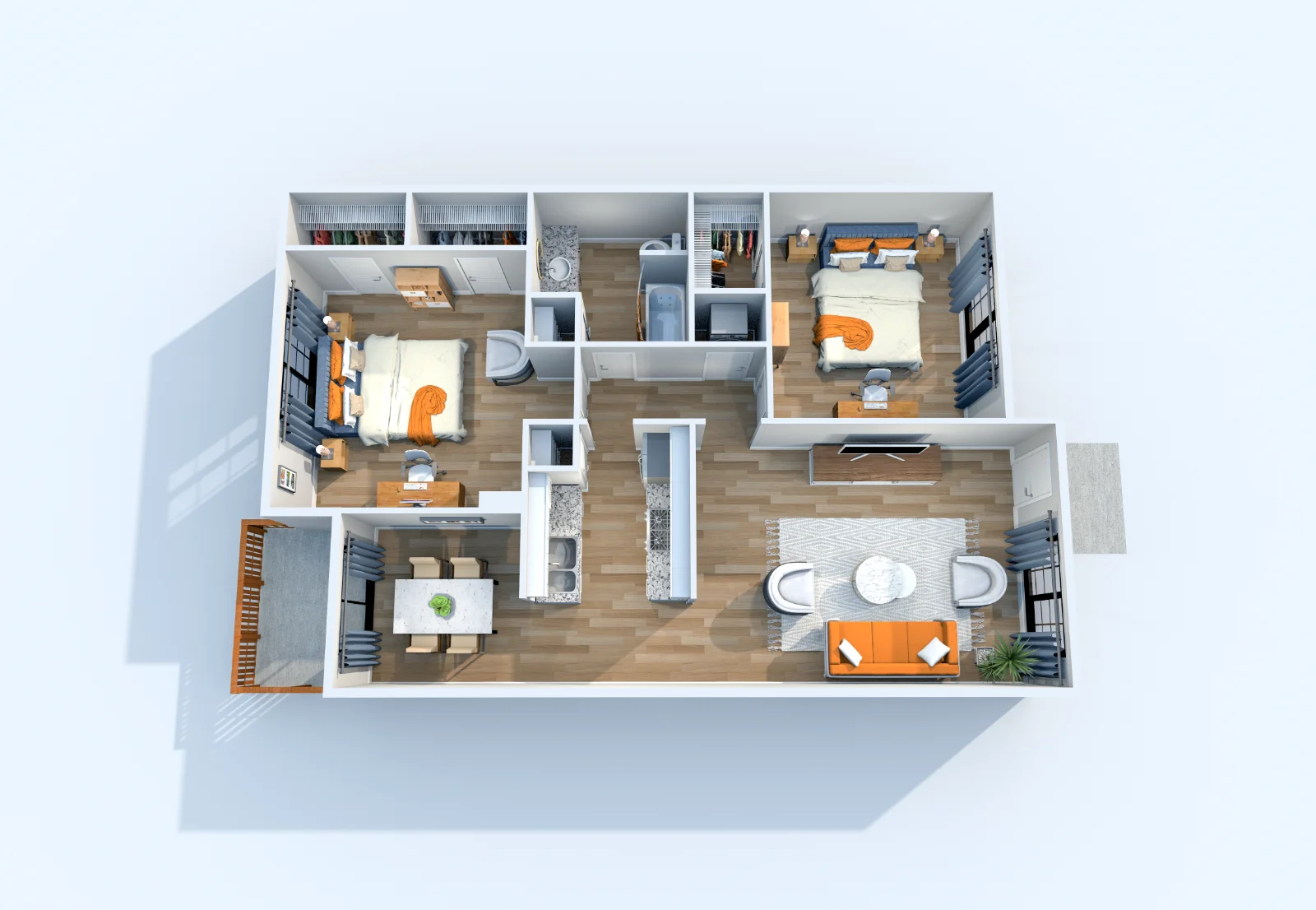 The Palace — floor plan, Plan B1 · 2 bed · 1 bath · 917 sq ft